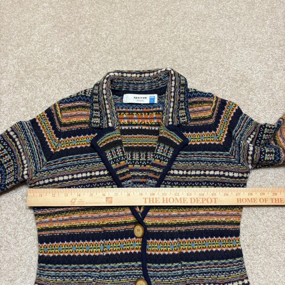 Anthropologie Sparrow Cardigan Sweater Womens Small Multicolor Fair Isle Wool - Picture 4 of 9